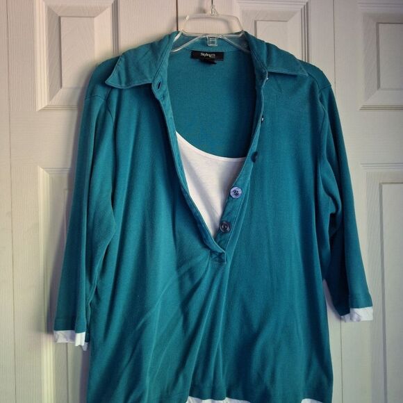 Style & Co. Teal and White T-Shirt Size 1X - Picture 5 of 5